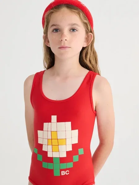 Bobo Choses Jednodílné dětské plavky Pixel Daisy červené