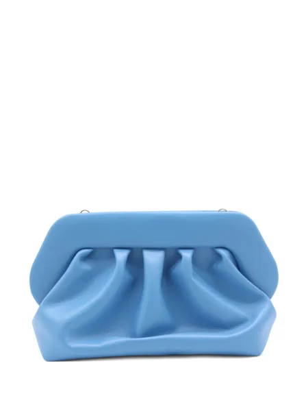 Kopertówka Themoirè skórzana z falbankami niebieska