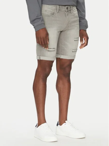 INDICODE Pantaloni scurți de blugi Kaden Holes gri