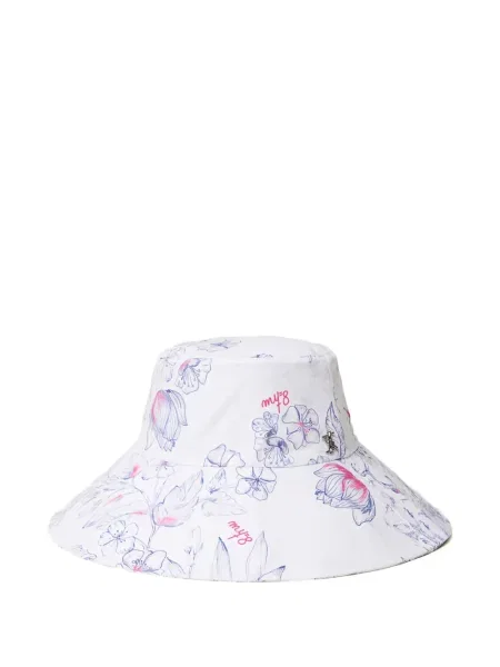 Шапка с периферия Twinset на цветя с принт бяло