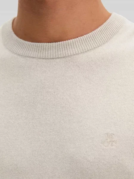 Sweter o kroju regular fit z mieszanki bawełny i żywej wełny Marc O'polo beżowy