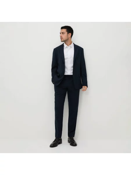 Reserved Oblekové kalhoty slim fit tmavomodrá