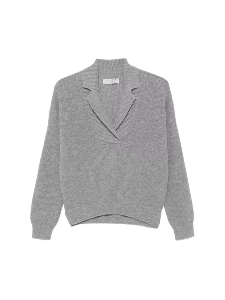 Sweter D.exterior z kaszmiru z dekoltem w serek szary
