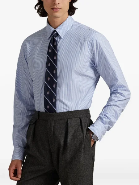 Dlouhá pruhovaná s límcem kšiltovka Polo Ralph Lauren modrá