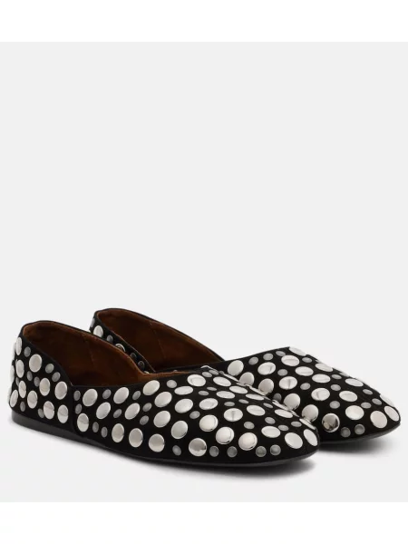 Semišové baleríny Khaite se cvočky černé