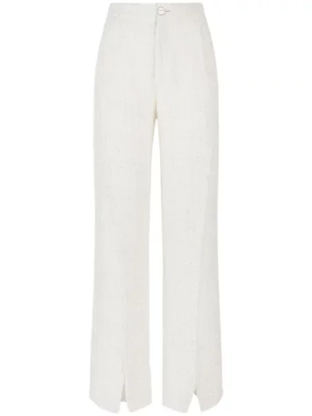 Pantaloni Gcds cu paiete din tweed alb