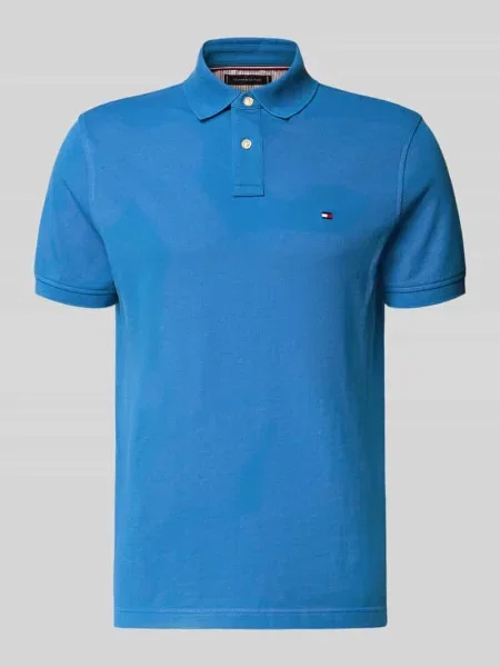 Koszulka polo o kroju regular fit z mieszanki bawełny Tommy Hilfiger niebieskie