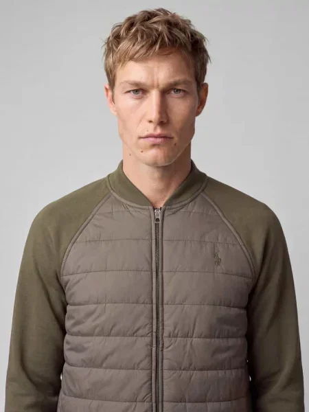 Kardigan rozpinany o kroju regular fit z pikowanym panelem z przodu Polo Ralph Lauren oliwkowy