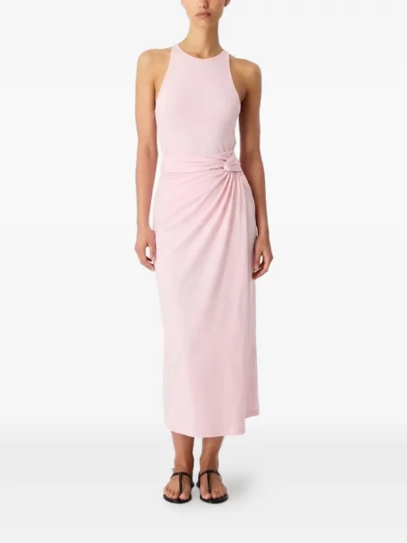 Rochie midi Another Tomorrow cu legături roz