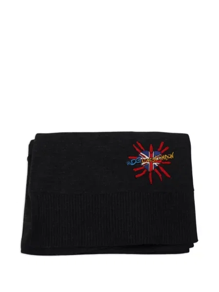 Fular Dolce & Gabbana cu broderie cu motiv cu inimi negru
