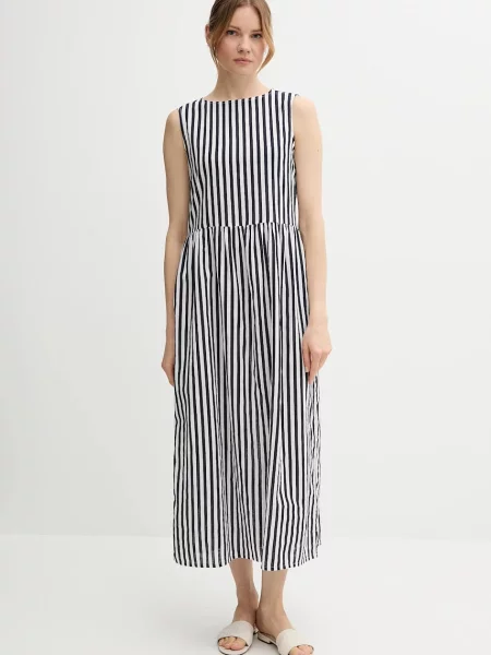 United Colors of Benetton rochie din amestec de in bleumarin maxi evazați