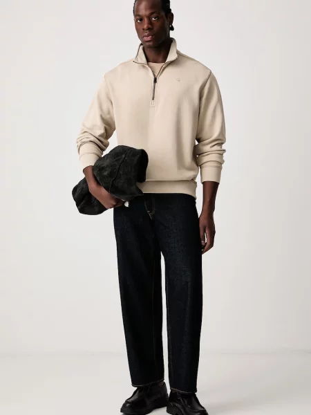G-Star hanorac pentru bărbați din Unit washed half zip bej
