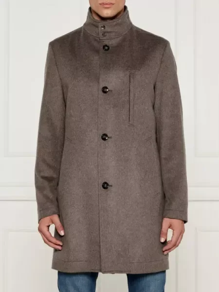 BOSS BLACK De lână palton cu adaos de cașmir negru