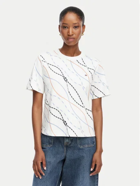 Tommy Hilfiger T-Shirt Interlock Boxy Fit λευκό
