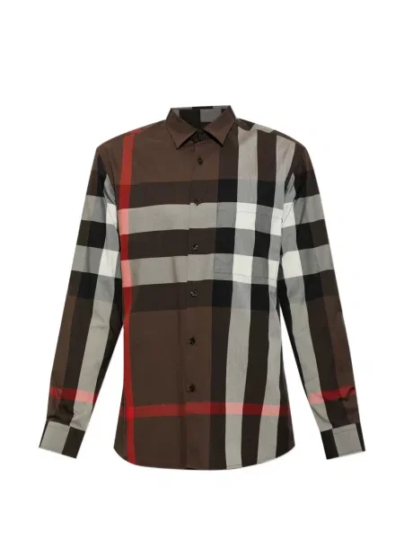 Košulja Burberry karirana s printom smeđa