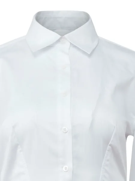 Rochie tip cămașă Fleur Du Mal plisată din poplin de costum alb