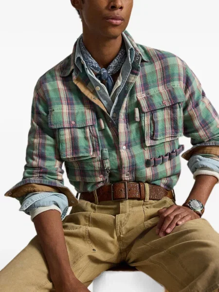 Pledas flanelinis kepurė su snapeliu Polo Ralph Lauren su petnešėlėmis aplink kaklą violetinė