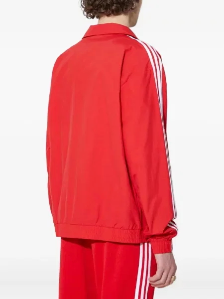 Hanorac grafic Adidas cu dungi cu imagine cu decolteu rotund alb