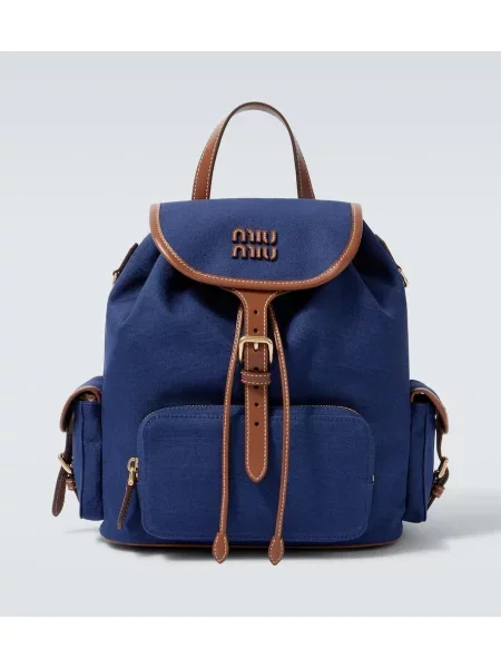 Rucsac Miu Miu din piele albastru