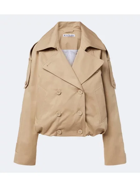 Decupat trenci Acne Studios din țesătură twill bej