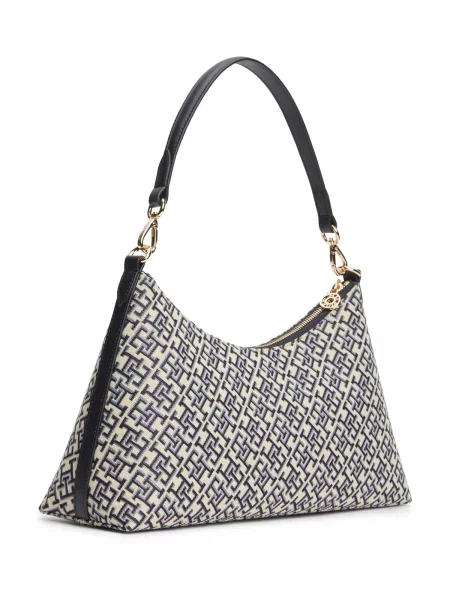 TOMMY HILFIGER Kabelka na rameno JACQUARD / námornícka modrá / svetlomodrá béžová