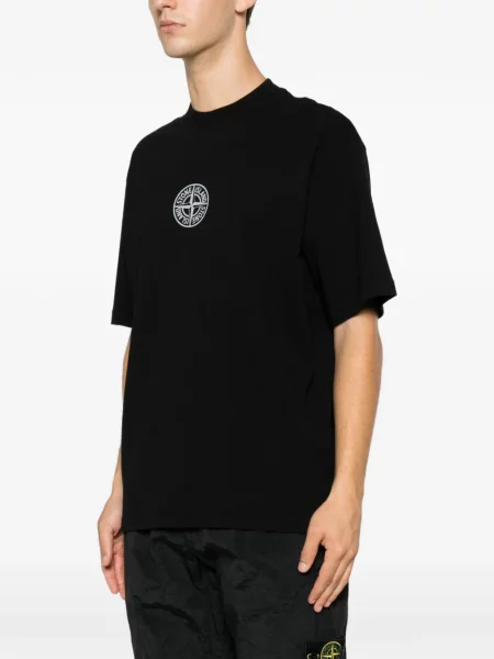 Тениска Stone Island с принт с кръгло деколте черно