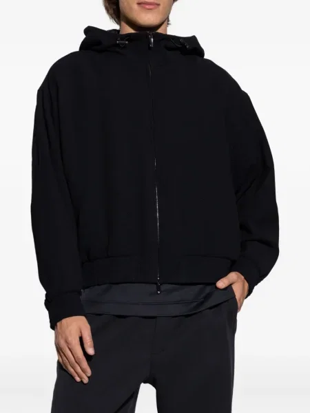 Geacă Emporio Armani de lână cu glugă negru