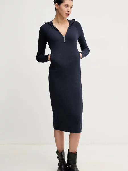 G-Star Raw sukienka granatowy midi dopasowana