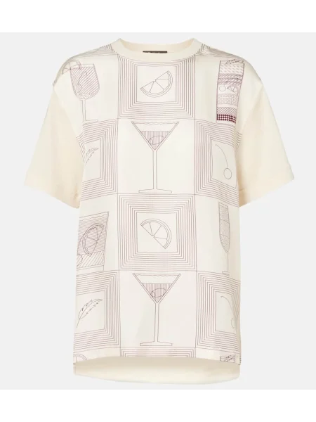 Tricou Loro Piana de mătase cu imagine bej
