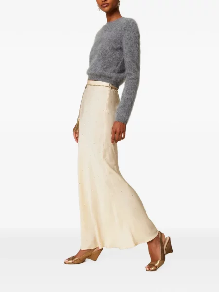 Stras fustă Twinset din satin galben