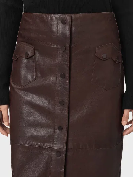 Шкіряна спідниця Allsaints коричнева