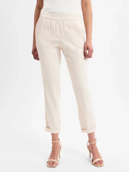Spodnie z mieszanki lnu z wpuszczanymi Marc Cain beżowe