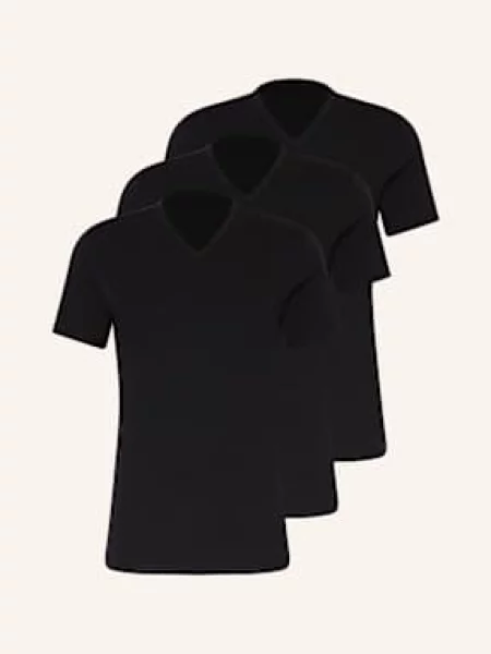 Calvin Klein Tričko S Výstřihem Do V Cotton Stretch Blend 3 Kusy V Balení černá