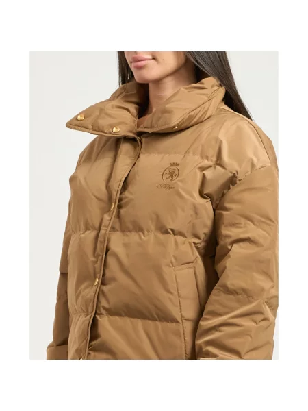 Kurtka puchowa o kroju regular fit z wyhaftowanym logo Tommy Hilfiger brązowa
