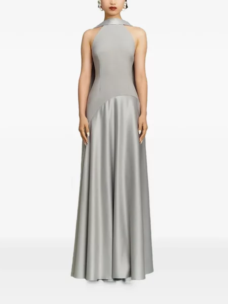 Rochie maxi Solace London cu gât halter gri