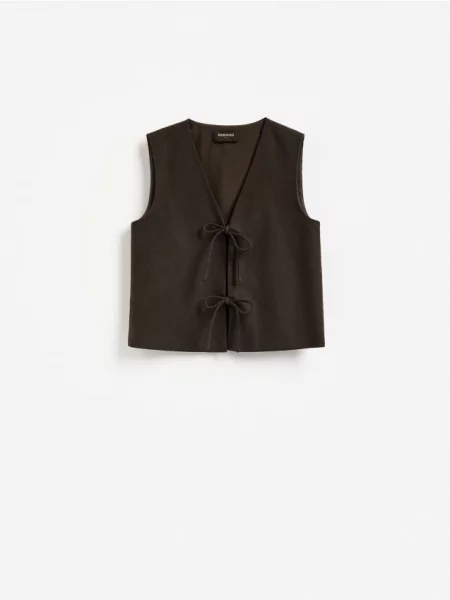 Reserved Vestă din amestec de lână maro-închis maro