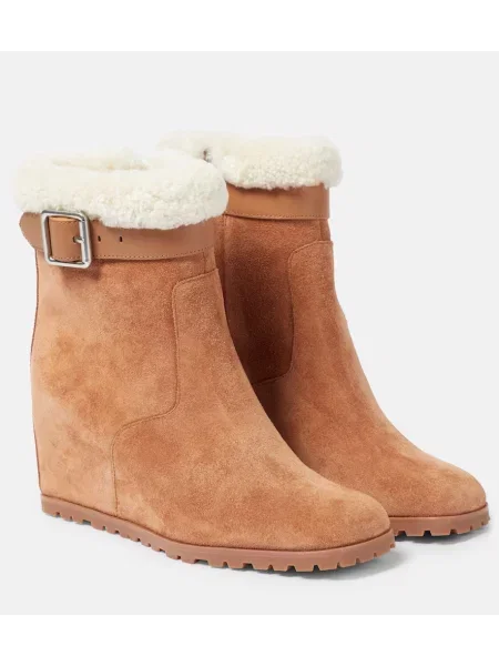 Buty do kostki Simkhai zamszowe na koturnie o krotszym kroju