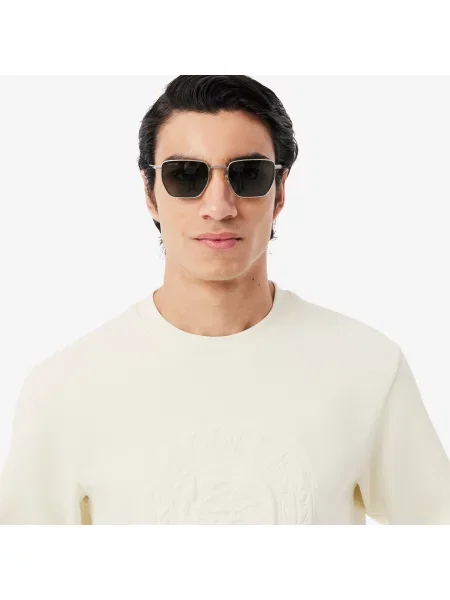 Lacoste Bluza Z Okrągłym Dekoltem Classic Fit biała