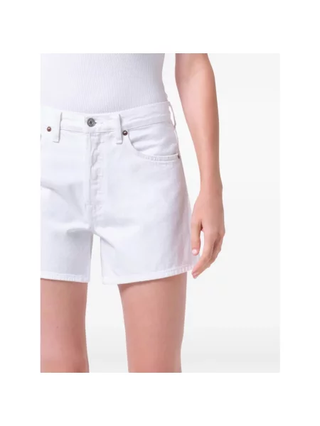 Szorty jeansowe Agolde z wysoką talią białe