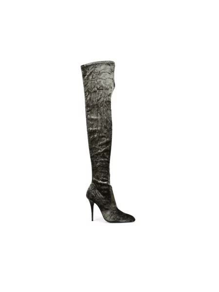 Muszkieterki Saint Laurent skórzane zielone