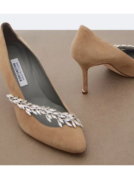 Pantofi cu toc Balenciaga din piele de căprioară bej