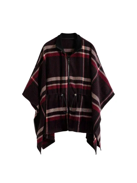 Desigual poncho CHECKS ALDAMA light bordo