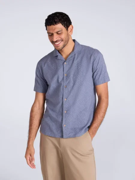Fiji koszula teksturowana Blue niebieska