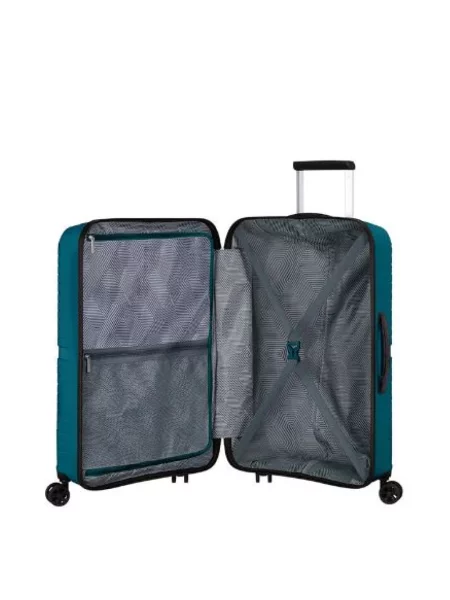 Lniana walizka American Tourister niebieska