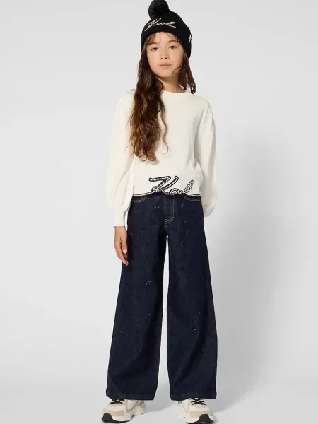 Karl Lagerfeld wide leg džíny modré