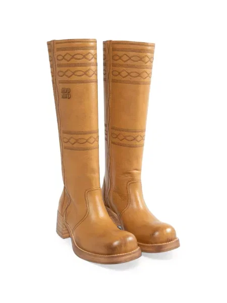 Botine Miu Miu din piele maro