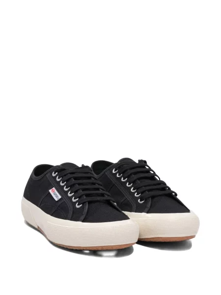 Sneakerși Superga cu șireturi din dantelă negru