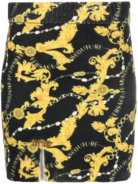 Fustă din denim Versace Jeans Couture tricotate cu imagine negru
