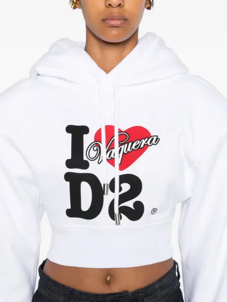 Hanorac cu glugă Dsquared2 cu imagine alb