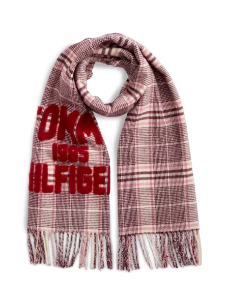 TOMMY HILFIGER Fular crem / roz bordeaux roșu